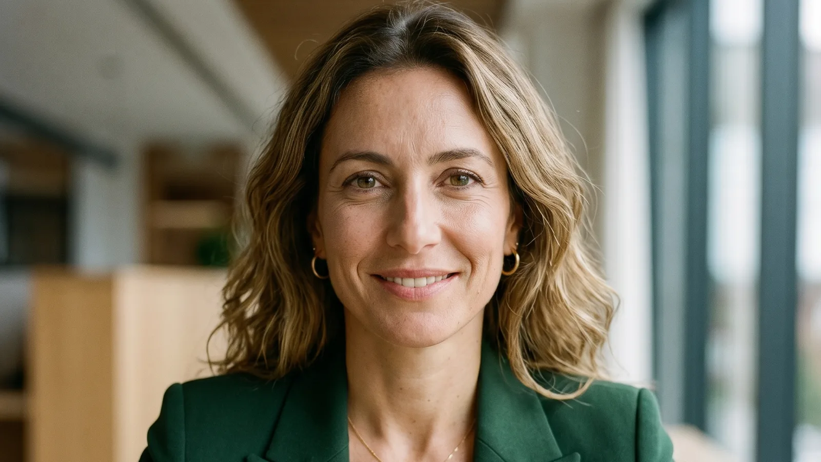 Una manager serena in un ufficio luminoso: lo stress lavoro correlato si valuta e si previene